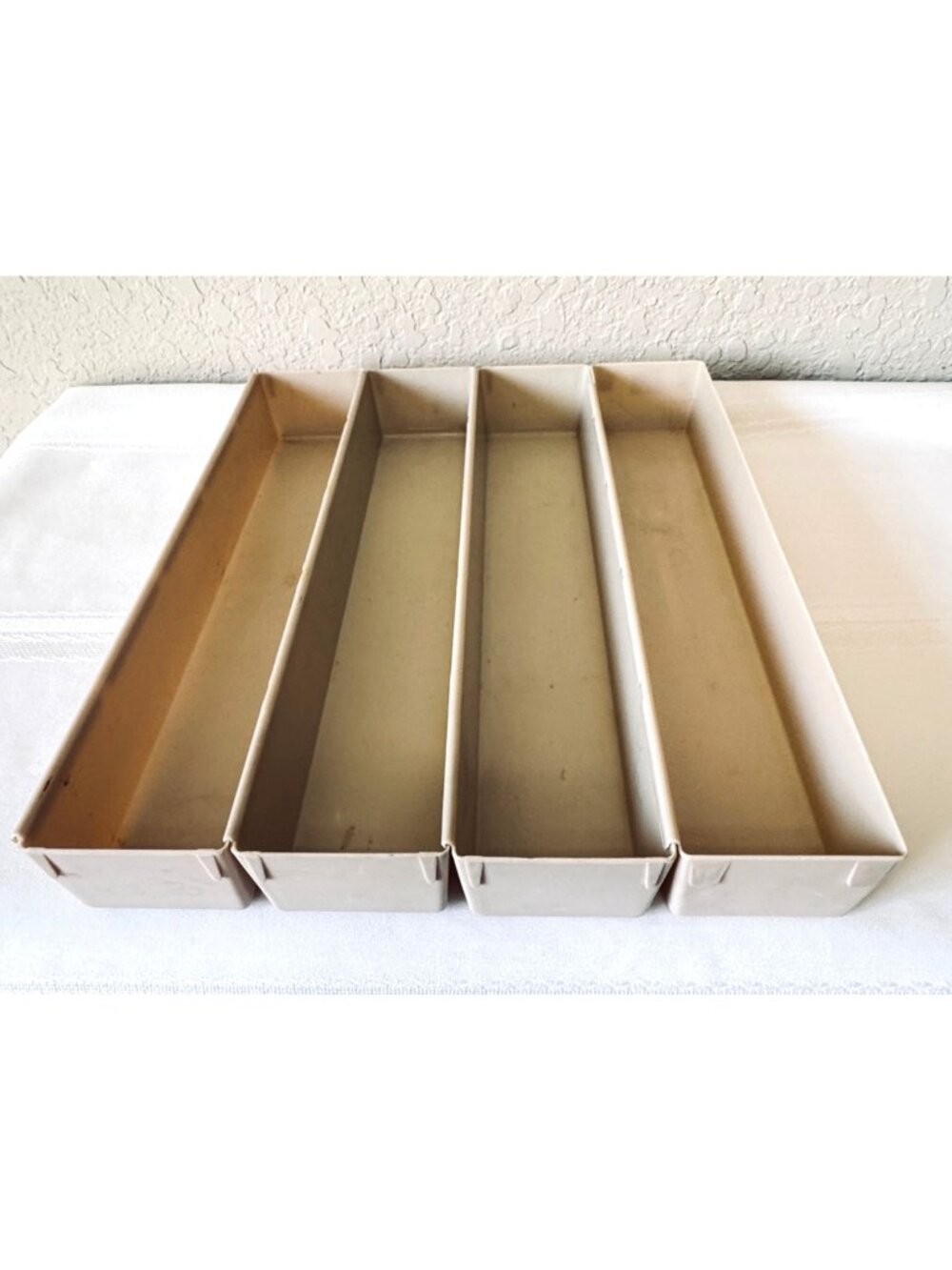 Lot 4 Vintage Rubbermaid Interlocking Drawer Organizer Almond 14.5”x2.5”x2”high
